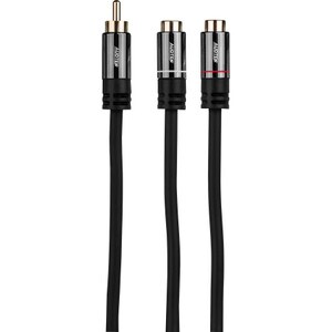 Audtek 1 ft. Premium 1 RCA Male to 2 RCA Female Y Adapter Cable with Metal Shell